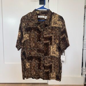 Vintage CHAUS Button-Up Shirt - Brown Paisley Patchwork